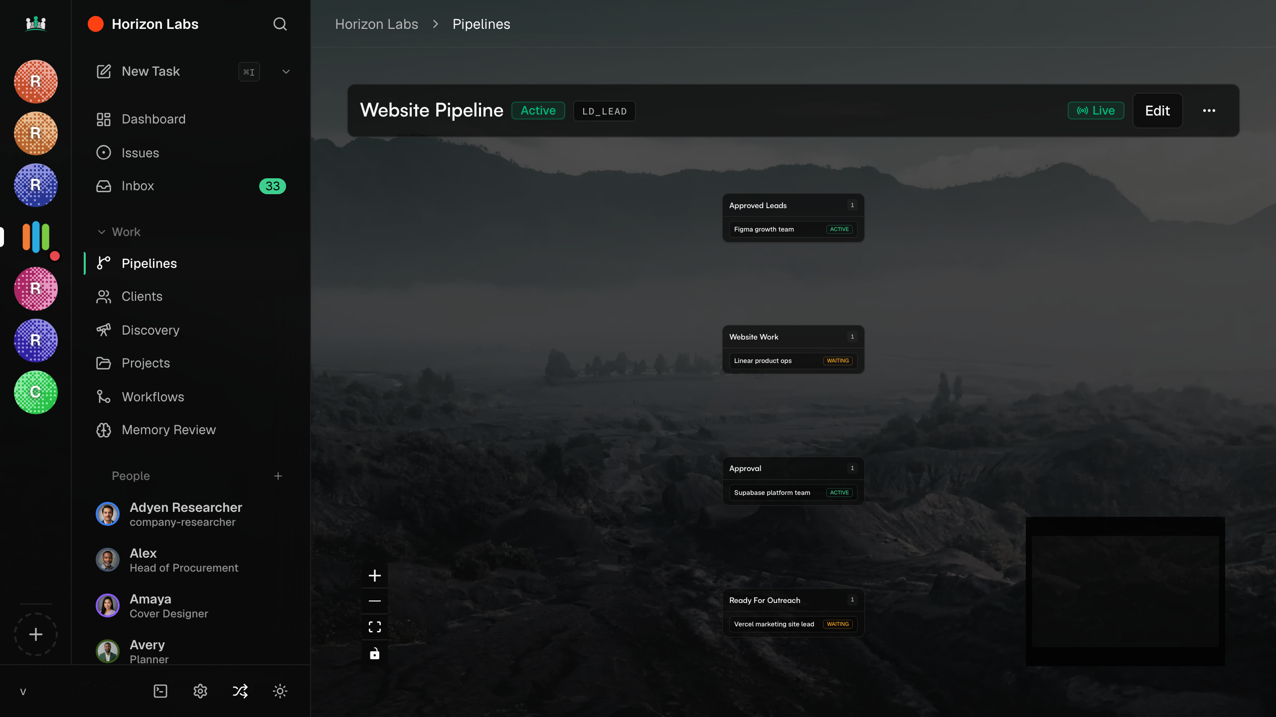 Operations pipelines in Horizon Labs